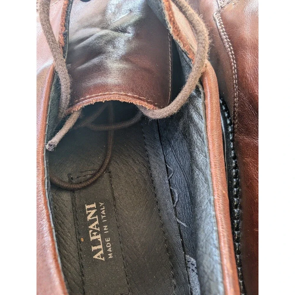ALFANI Mens oxfords Size 10.5M Dress Shoes Leather Brown Lace-up 32711
